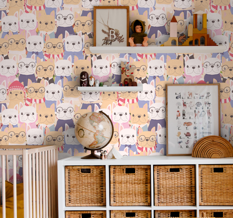 Cartoon Bulldogs cute dog wallpaper - TenStickers