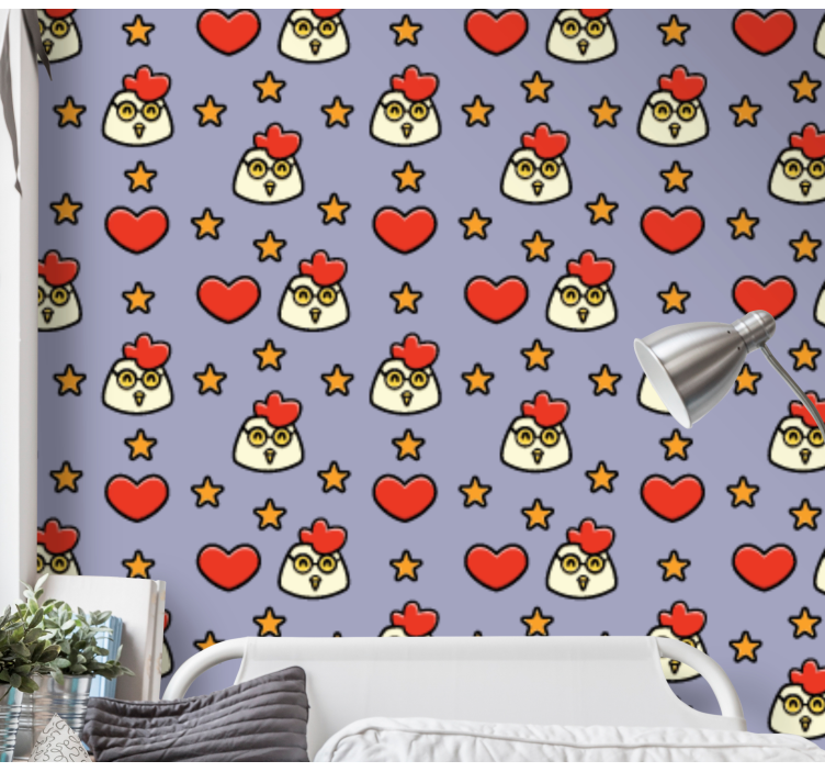 Cartoon Chicken Pattern animals wallpaper - TenStickers