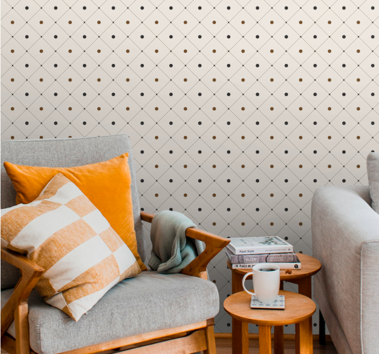 Elegant squared motif polka dots wallpaper - TenStickers