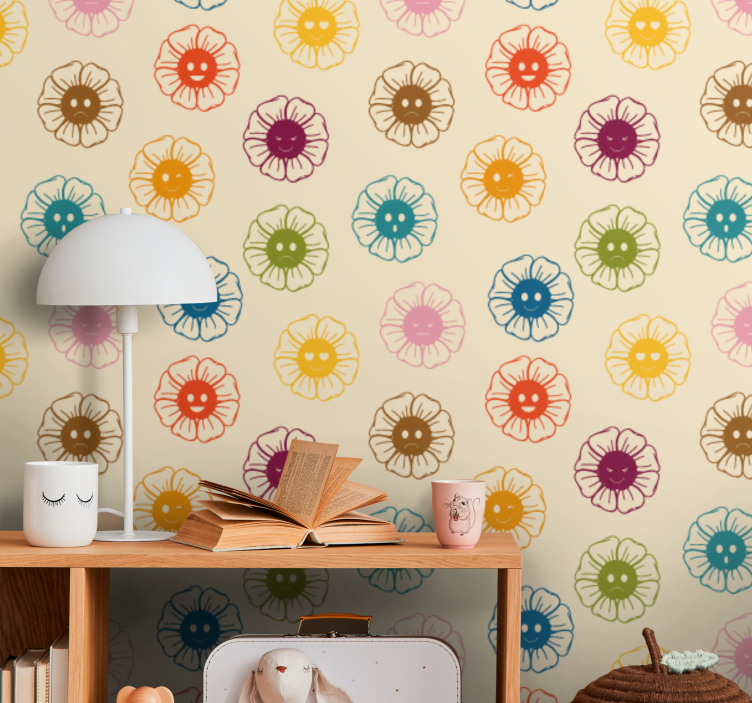 Cheerful Floral Patterns flowers wallpaper - TenStickers