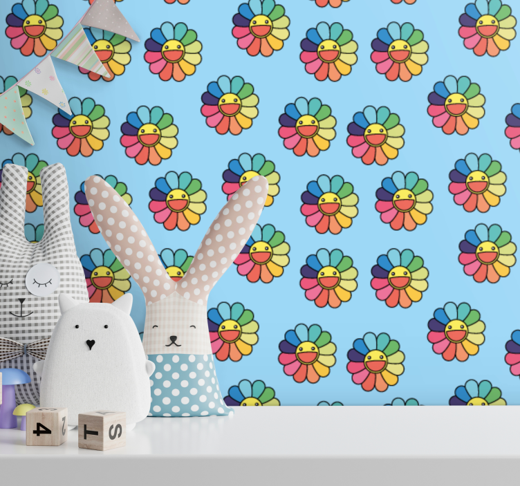 Cheerful Flower Pattern nursery wallpaper - TenStickers