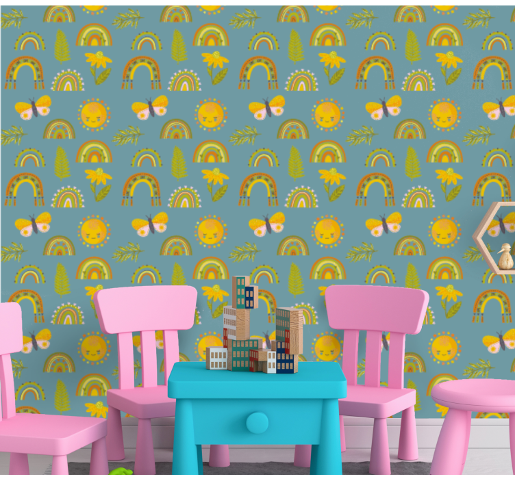 Cheerful Nature Patterns butterflies wallpaper - TenStickers