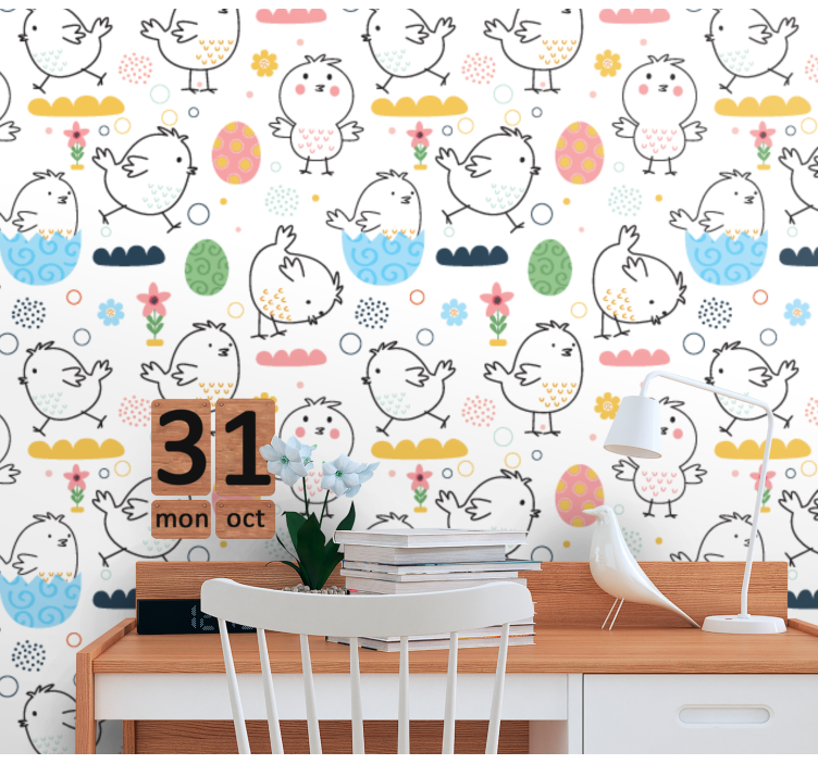 Chick Pattern Delight children's wallpaper - TenStickers
