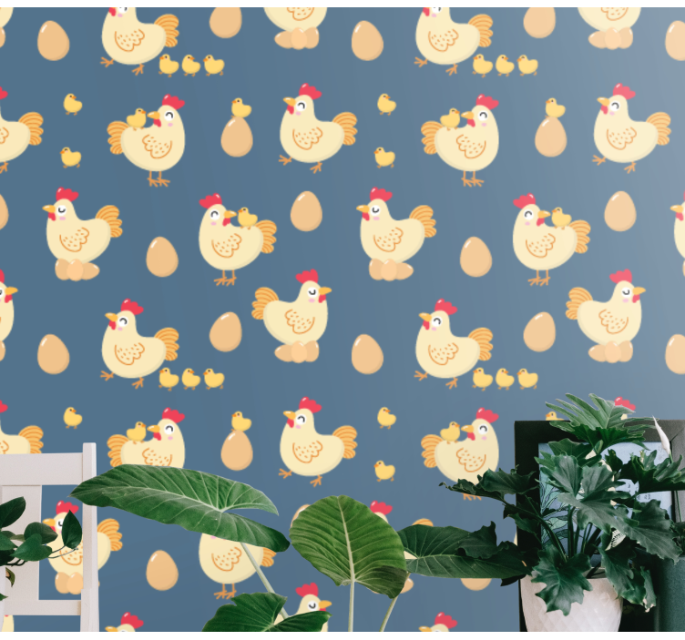 Chickens Pattern animals wallpaper - TenStickers