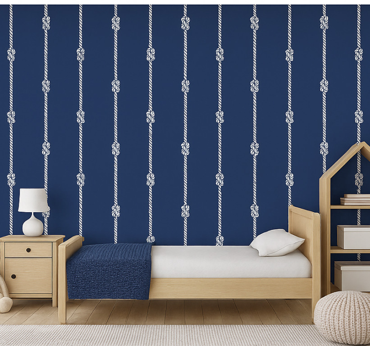 Children's wallpaper dark blue marine ropes - TenStickers
