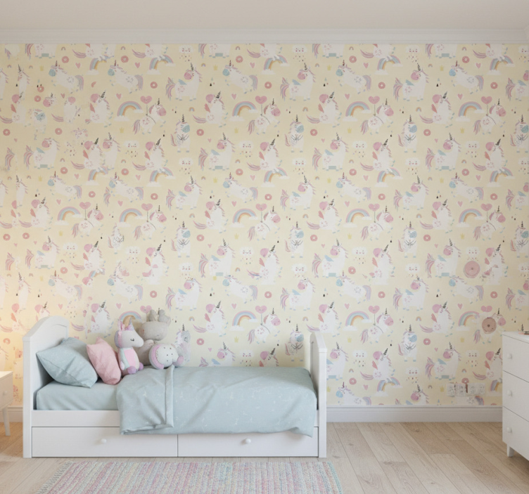 Children's wallpaper unicorns in wonderland - TenStickers