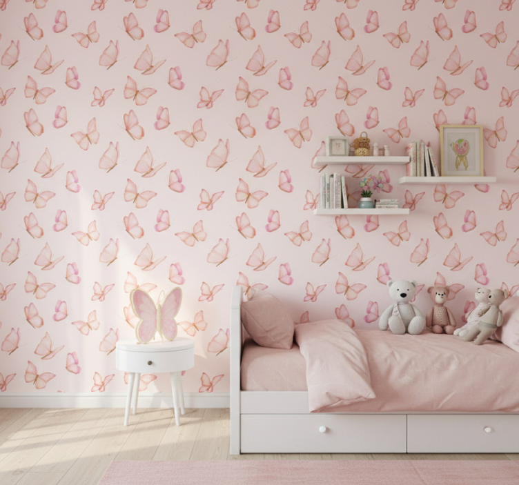 Children's wallpaper in a pink pattern - TenStickers