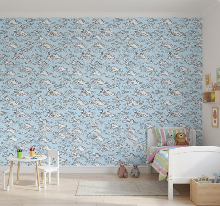 Children's wallpaper maritime wildlife scene - TenStickers