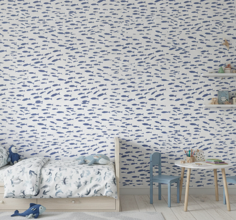 Children's wallpaper swarming fish design - TenStickers