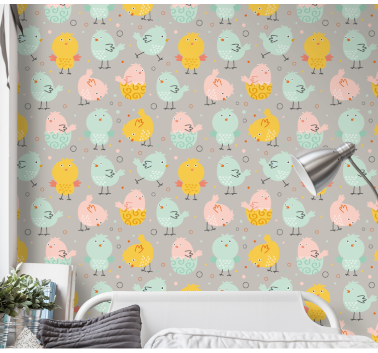 Chirpy Bird Pattern animals wallpaper - TenStickers