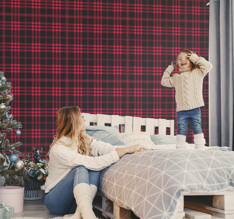 Stripe Wallpaper Christmas Tartan Pattern - TenStickers