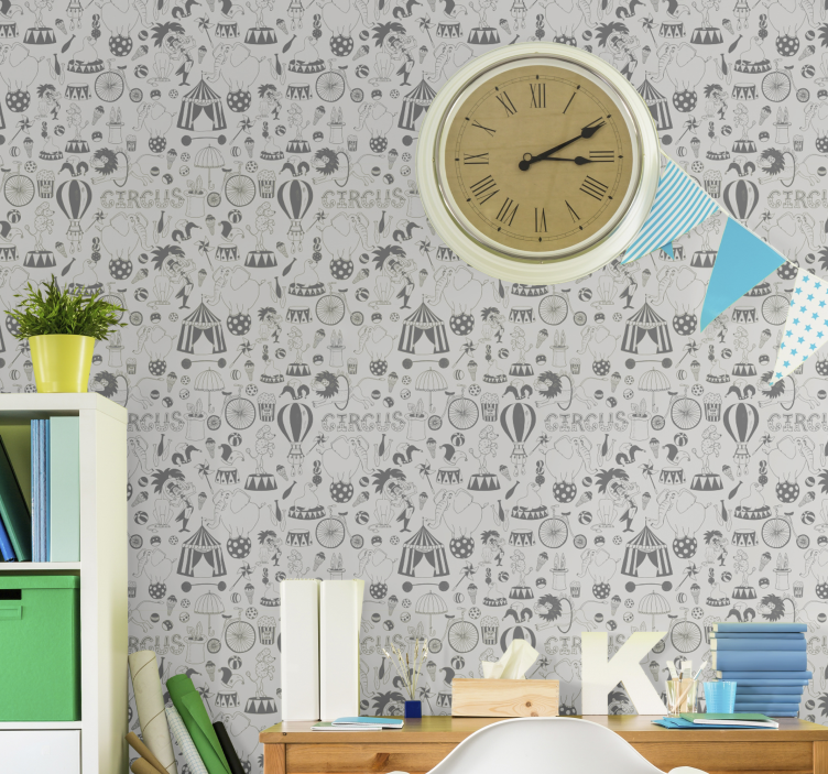 Circus Themed Print wallpaper childrens room - TenStickers