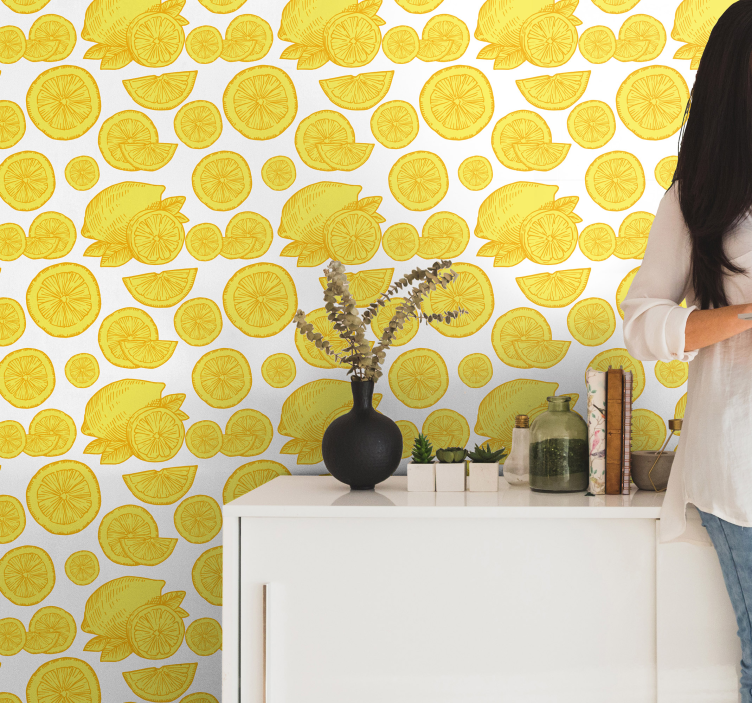 Citrus Fruit Slices flowers wallpaper - TenStickers