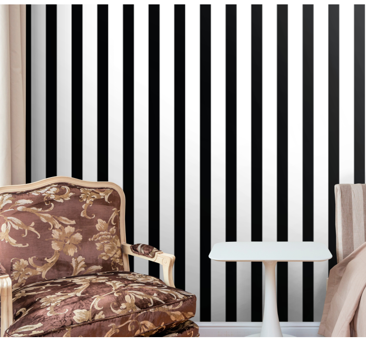 Stripe wallpaper Classic black and vertical white wallpaper - TenStickers