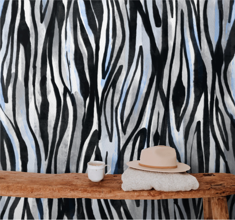 Classic gray and black zebra room wallpaper - TenStickers