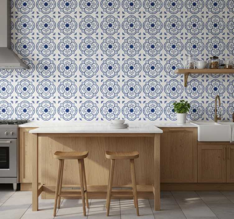 Classic tile tile effect wallpaper - TenStickers
