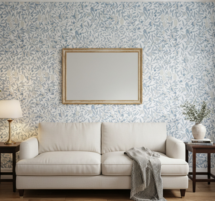 Classic wallpaper blue flowers victorian style - TenStickers