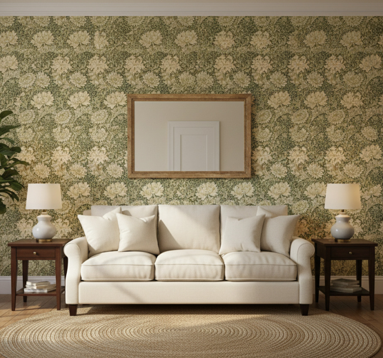 Classic wallpaper modern style chrysanthemum - TenStickers