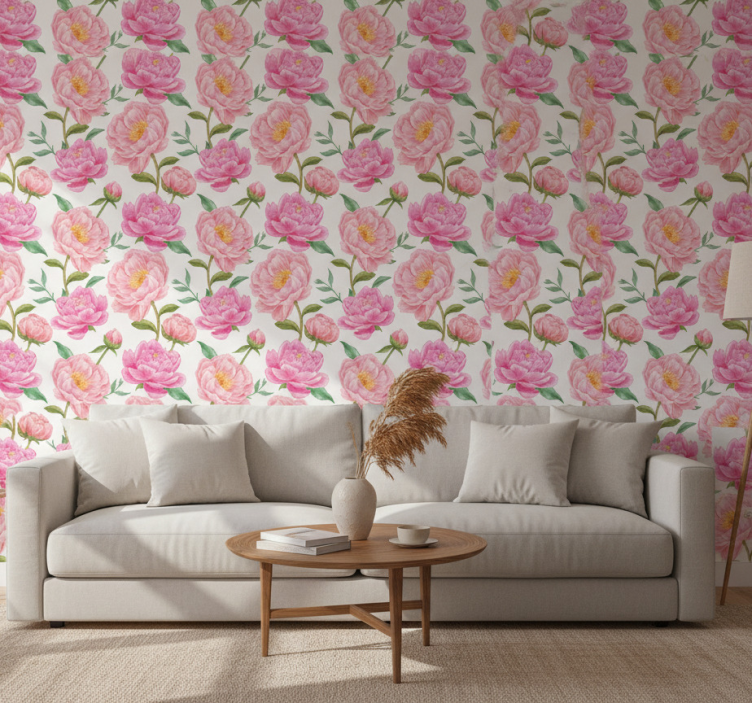 Classic wallpaper pink flower design - TenStickers