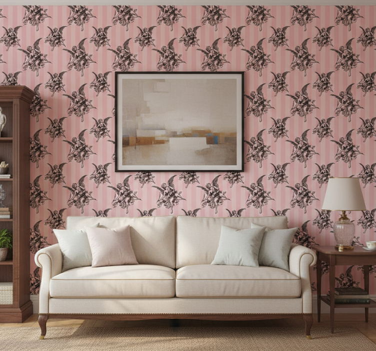 Classic wallpaper toile de jouy pattern design - TenStickers