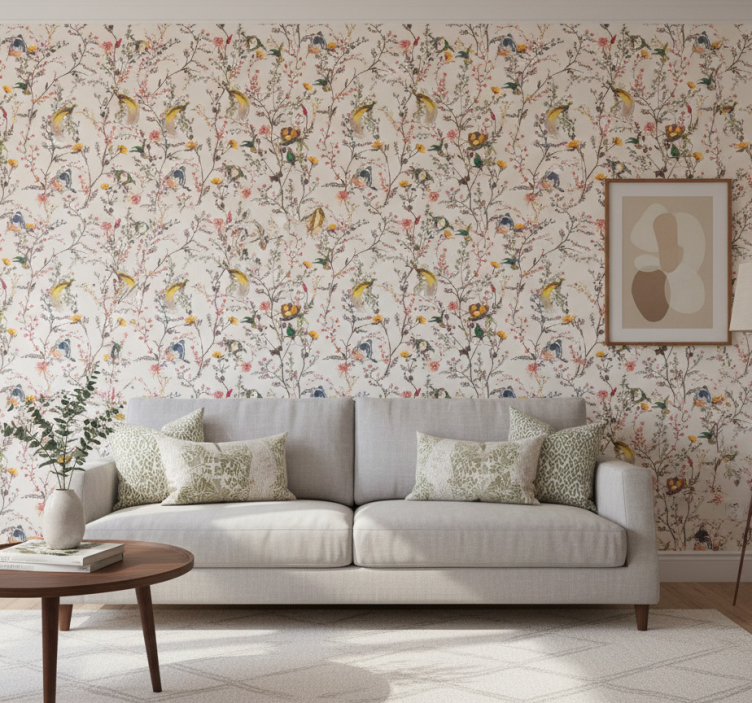 Classic wallpaper with naturalistic floral design - TenStickers
