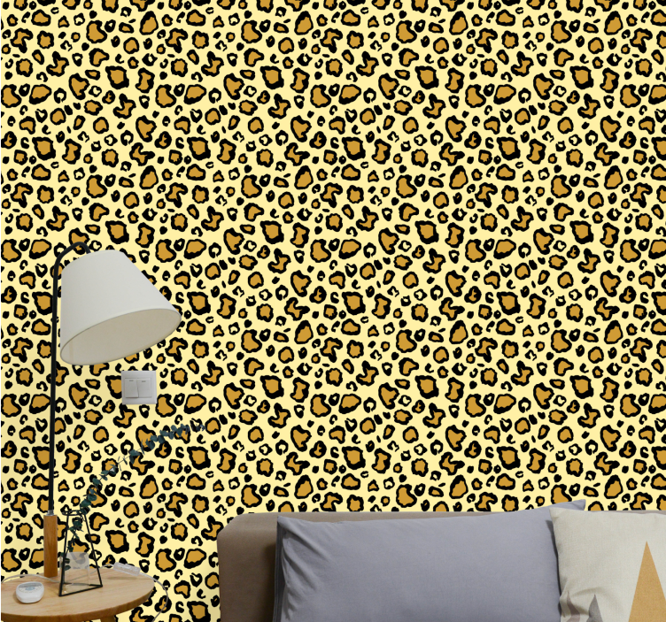 Classic yellow pattern leopard print wallpaper - TenStickers