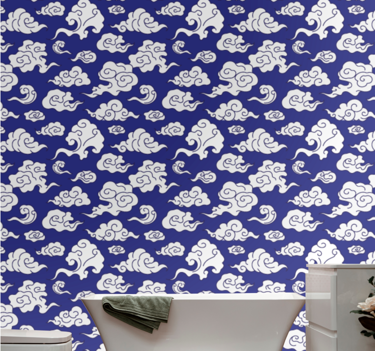Cloudy Motif Pattern wallpaper new york - TenStickers