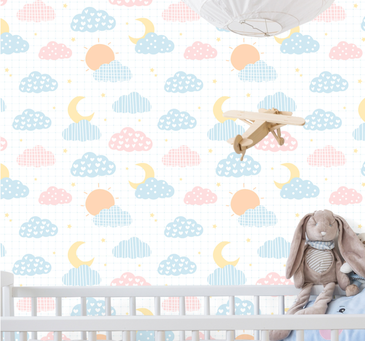 Cloudy Sky Theme nursery wallpaper - TenStickers