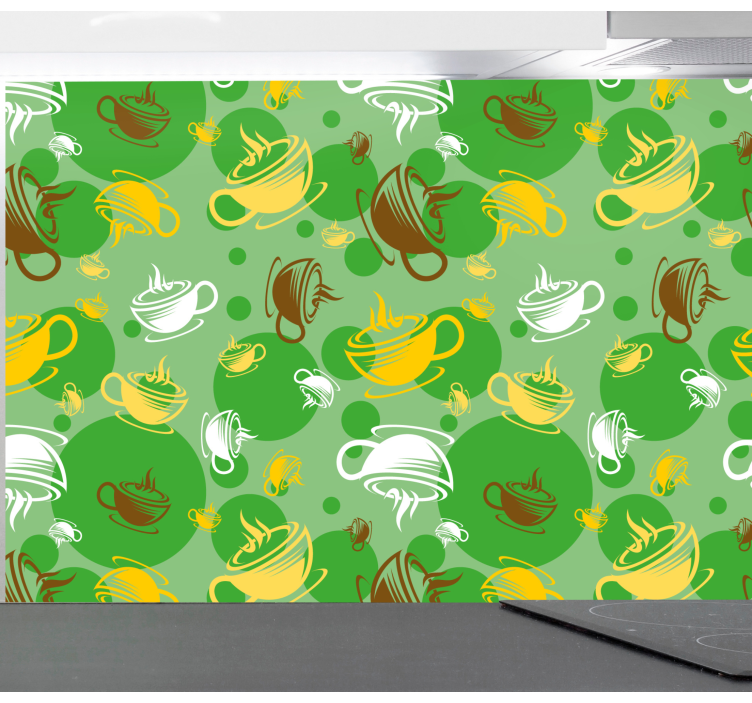 Coffee cup collection kitchen wallpaper - TenStickers