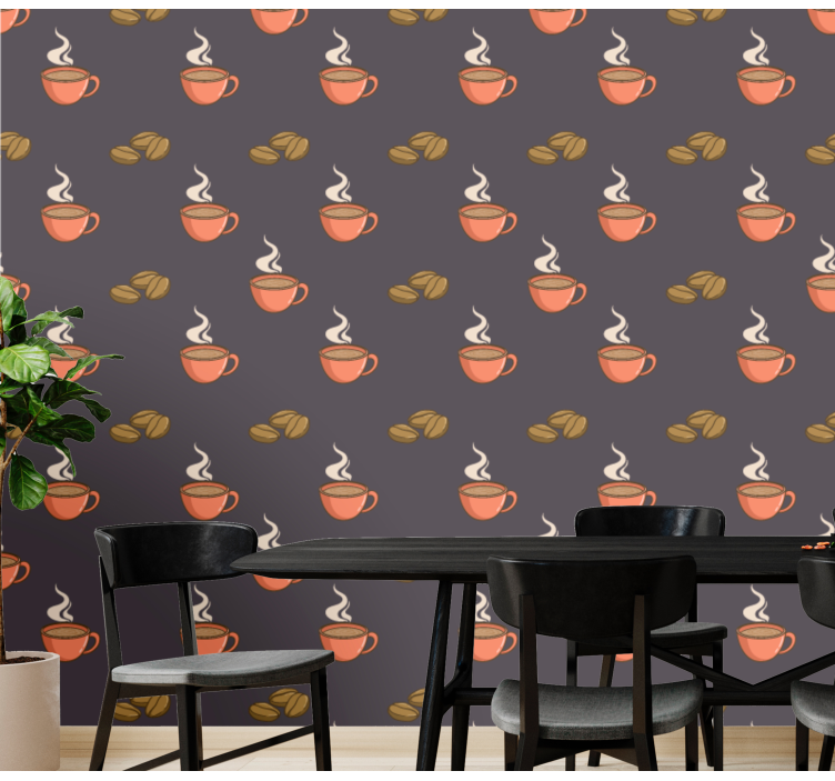 Coffeetime Pattern custom wallpaper - TenStickers