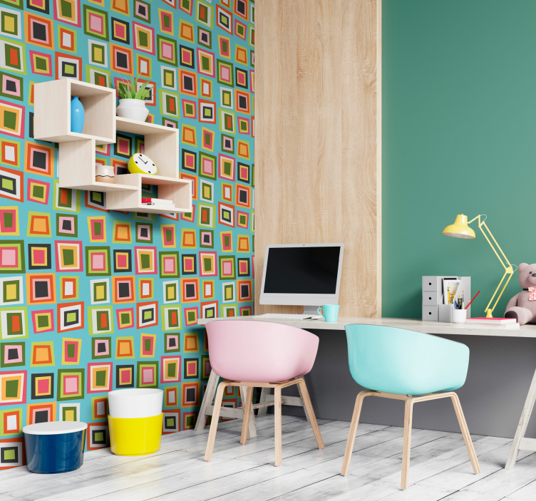 Colorful checkered wallpaper Square wallpaper - TenStickers