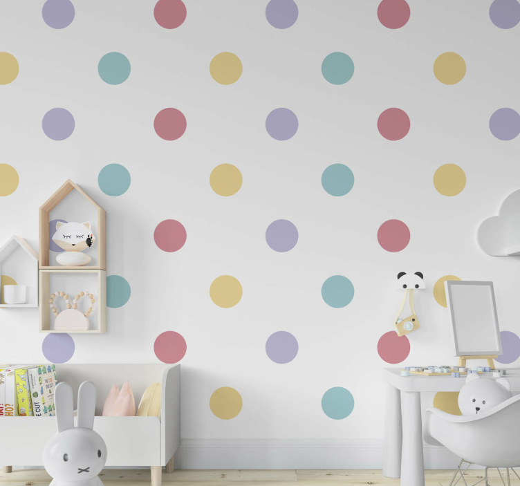 Minimalist colored dods nursery wallpaper - TenStickers