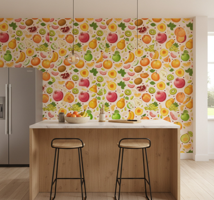 Colorful fruit medley kitchen wallpaper - TenStickers