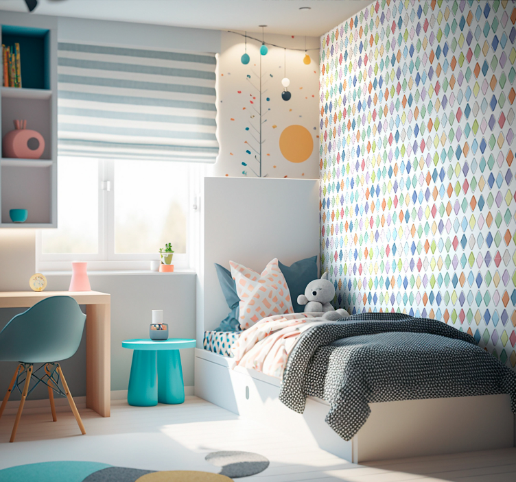 Colorful Harlequin Diamonds Art Wallpaper - TenStickers