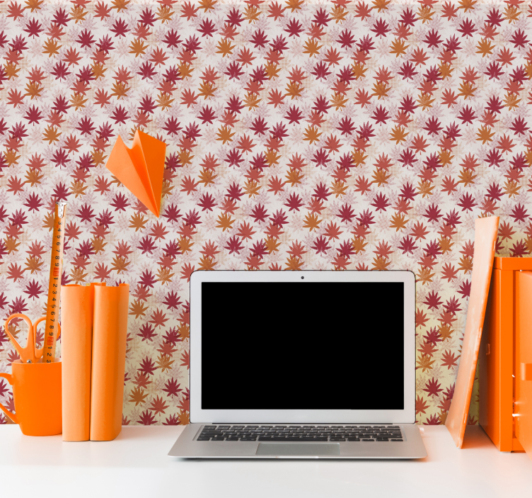 Autumn tones pattern leaves wallpaper - TenStickers