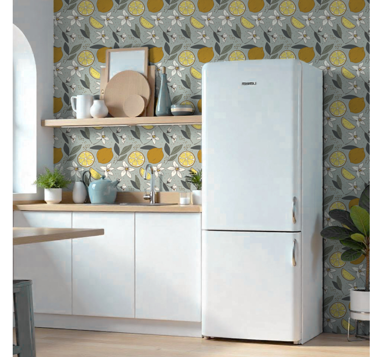 Colorful Lemon Pattern kitchen wallpaper - TenStickers