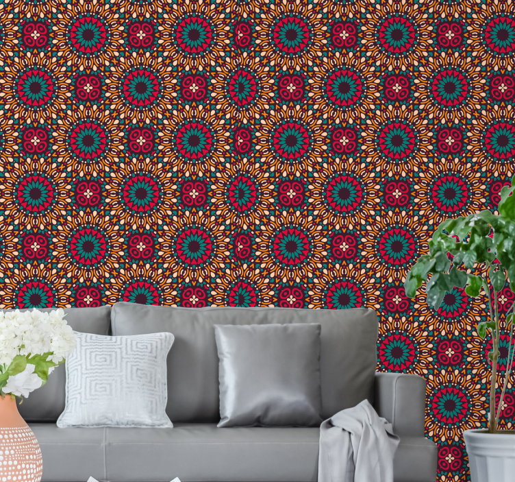 Colorful Mandala Pattern floral wallpaper - TenStickers