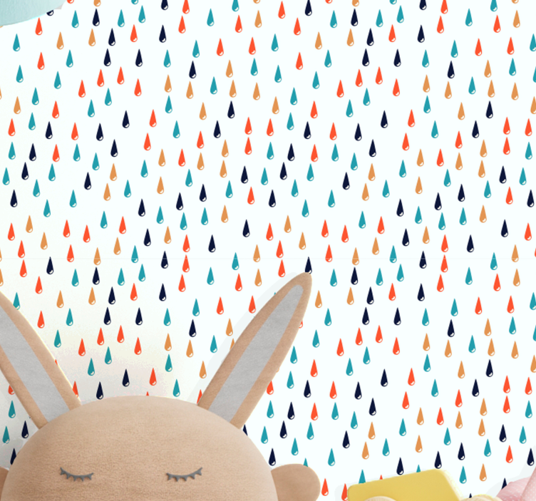 Colorful Rain Drops children's wallpaper - TenStickers