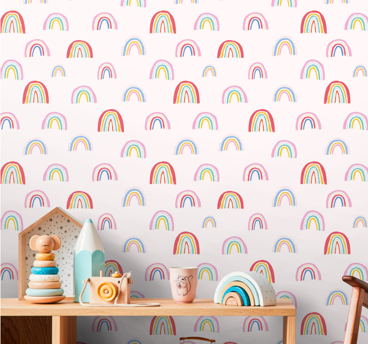 Colorful rainbow patterns children's wallpaper - TenStickers