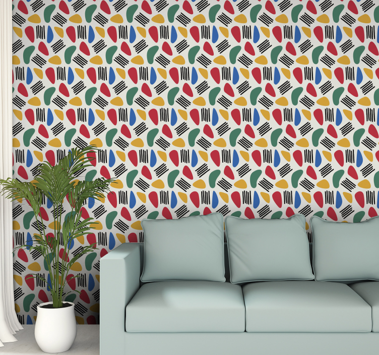 Colorful shape pattern geometric wallpaper - TenStickers