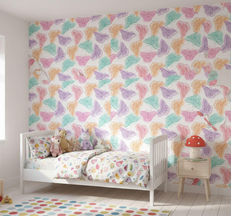 Colorful silhouette butterflies wallpaper - TenStickers