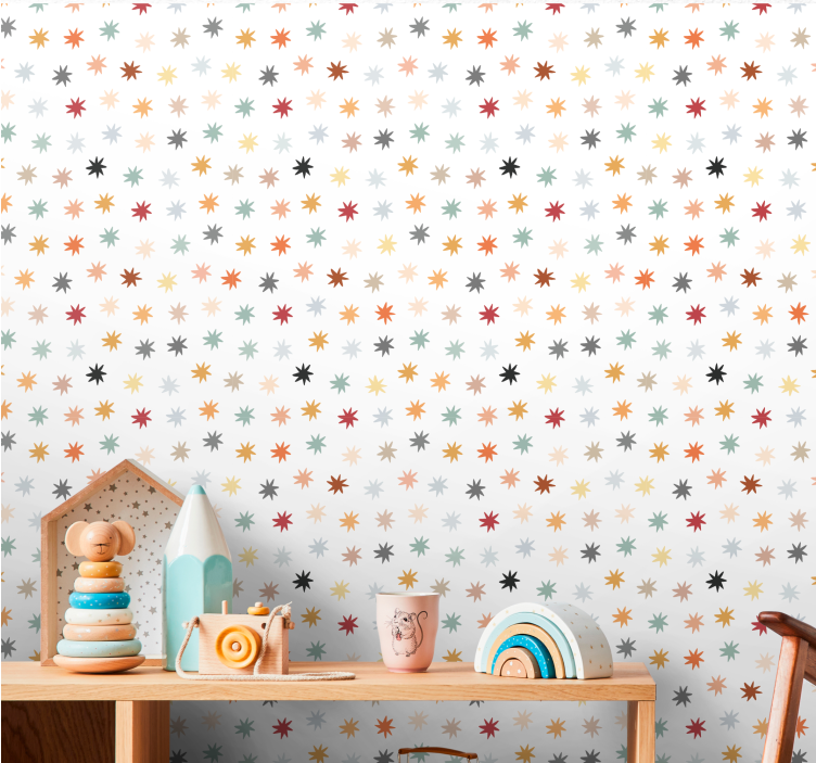 Colorful Stars Pattern children's wallpaper - TenStickers