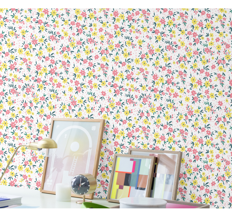 Colorful stylish pattern flowers wallpaper - TenStickers
