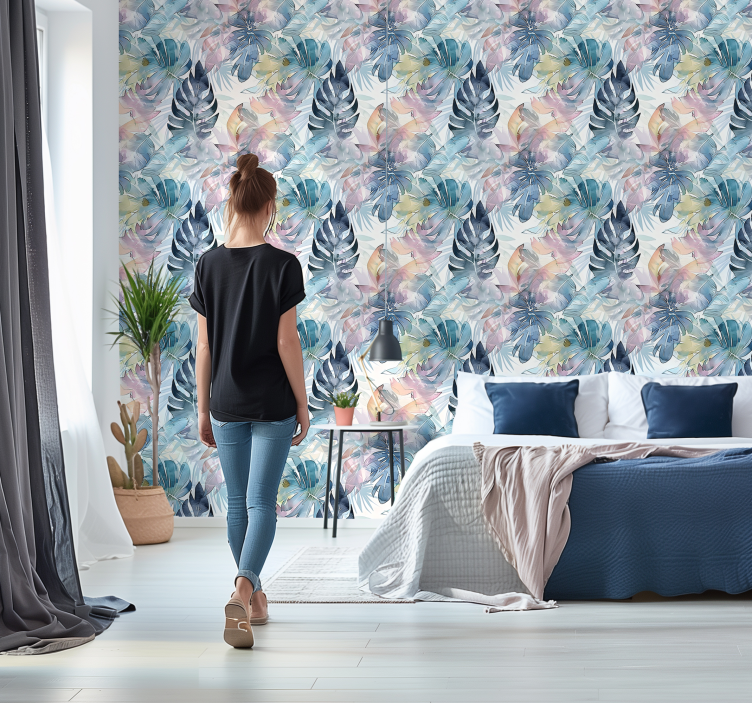 Colourful leaves decorative home wallpaper - TenStickers