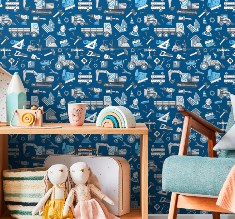 Construction Playtime nursery wallpaper - TenStickers