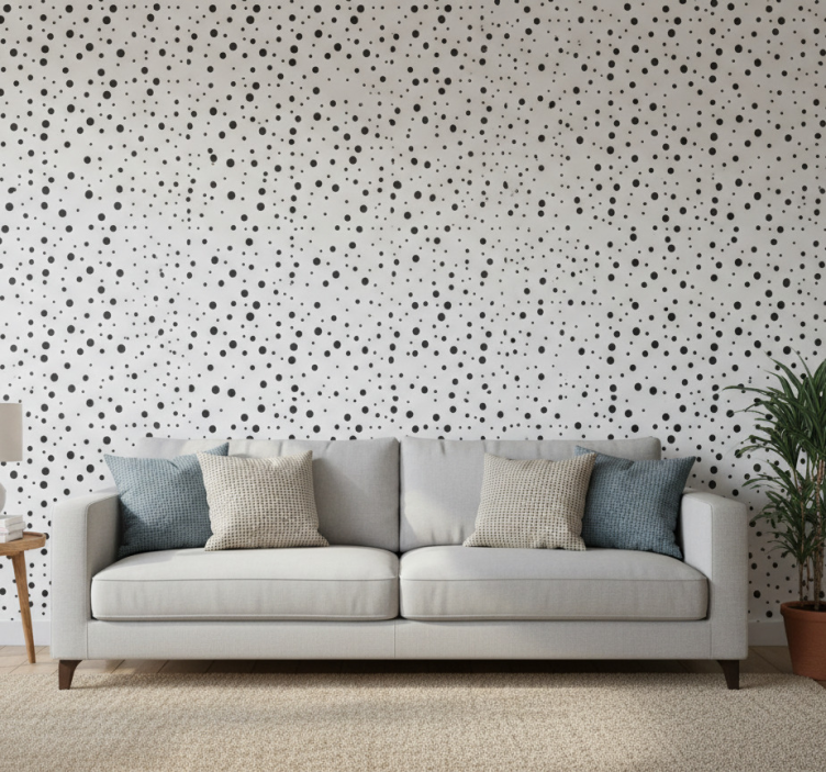 Contemporary wallpaper black dots on white - TenStickers