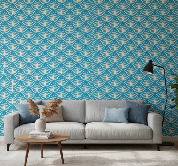 Contemporary wallpaper blue abstract minimalist design - TenStickers