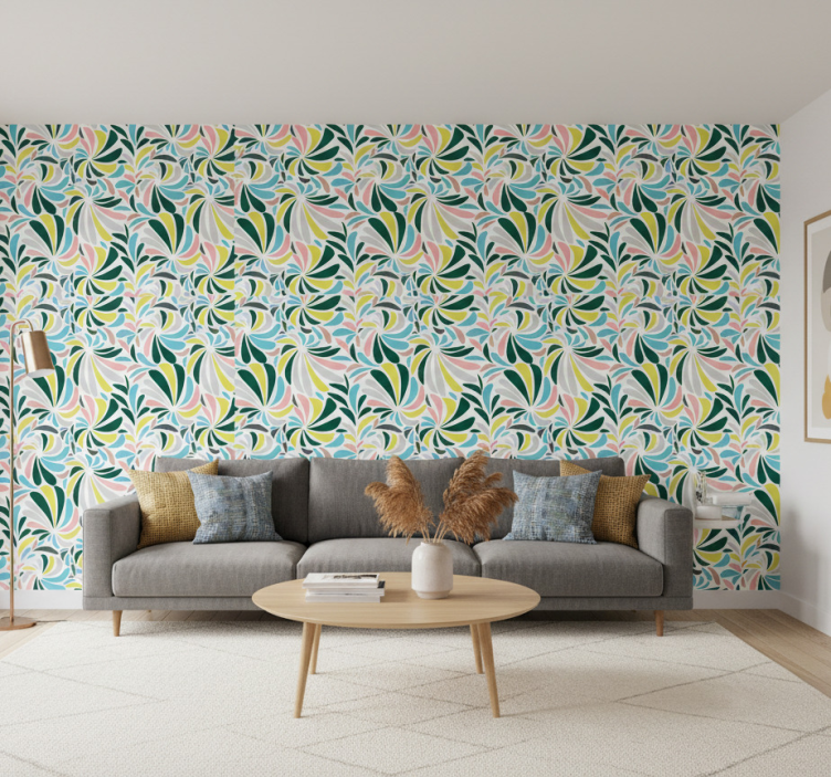 Contemporary wallpaper chained colored feathers - TenStickers