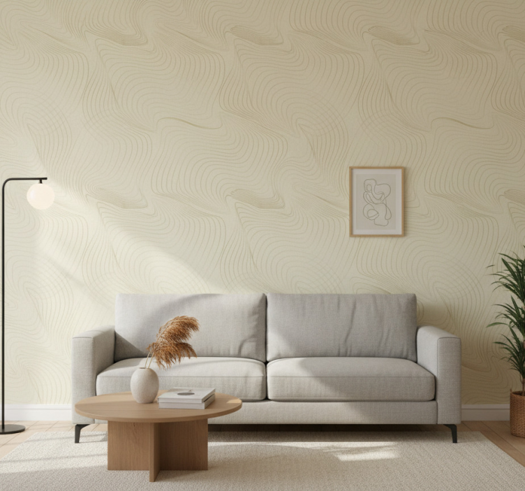 Contemporary wallpaper curves japandi - TenStickers