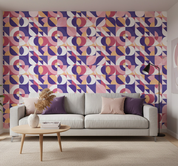 Contemporary wallpaper geometric circles design - TenStickers